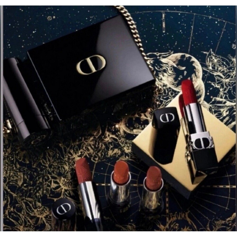 Limited Edition DIOR ROUGE MINAUDIERE CASE W/ 4 PC LIPSTICK COLLECTION